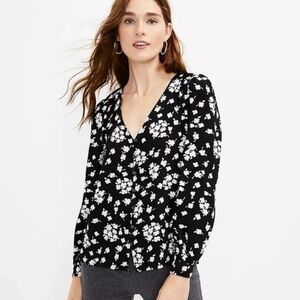 Loft Floral Black and White Women's Top